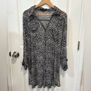 Black and White Zebra Print Women's Tunic Dress